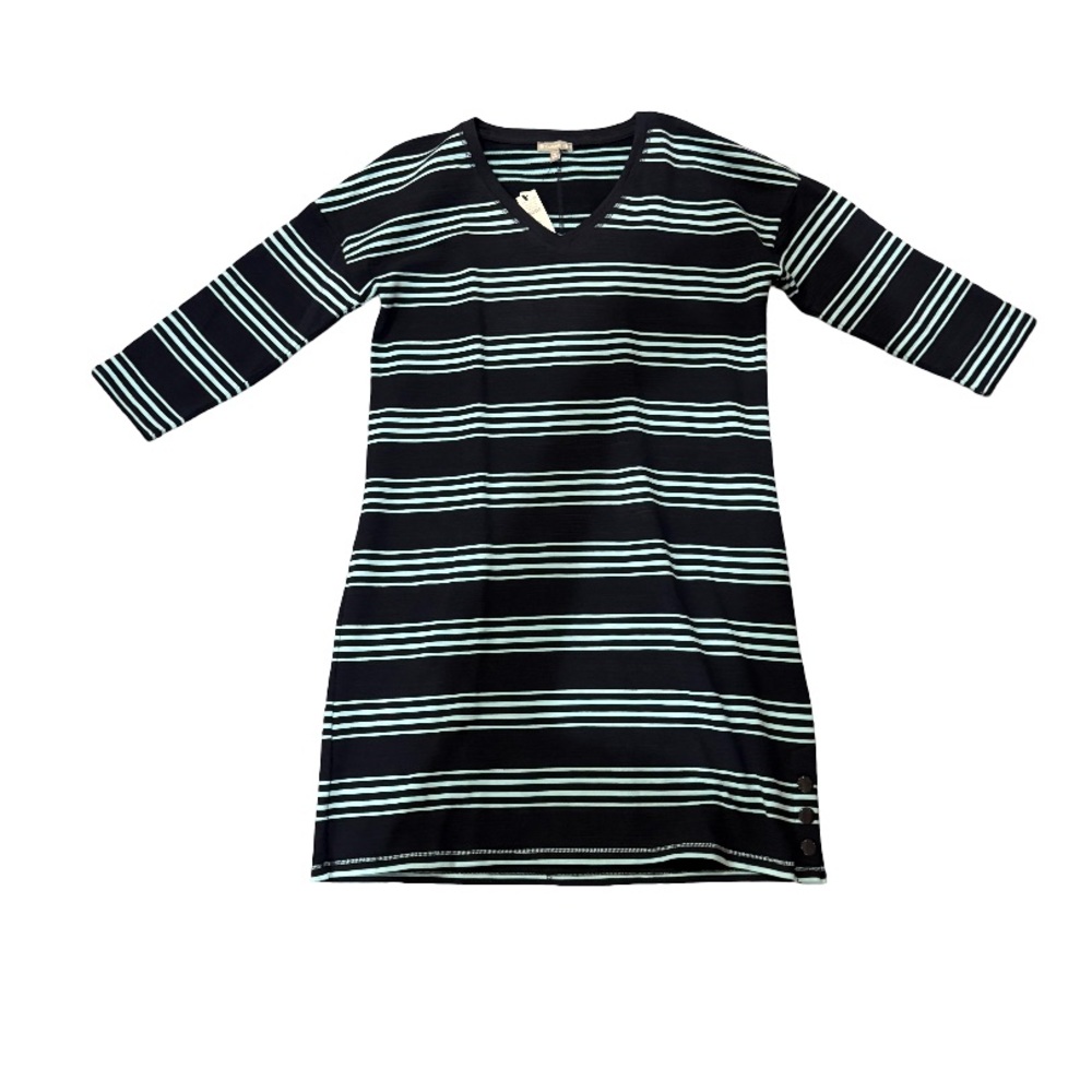 Talbots Navy and Teal Striped Dress
